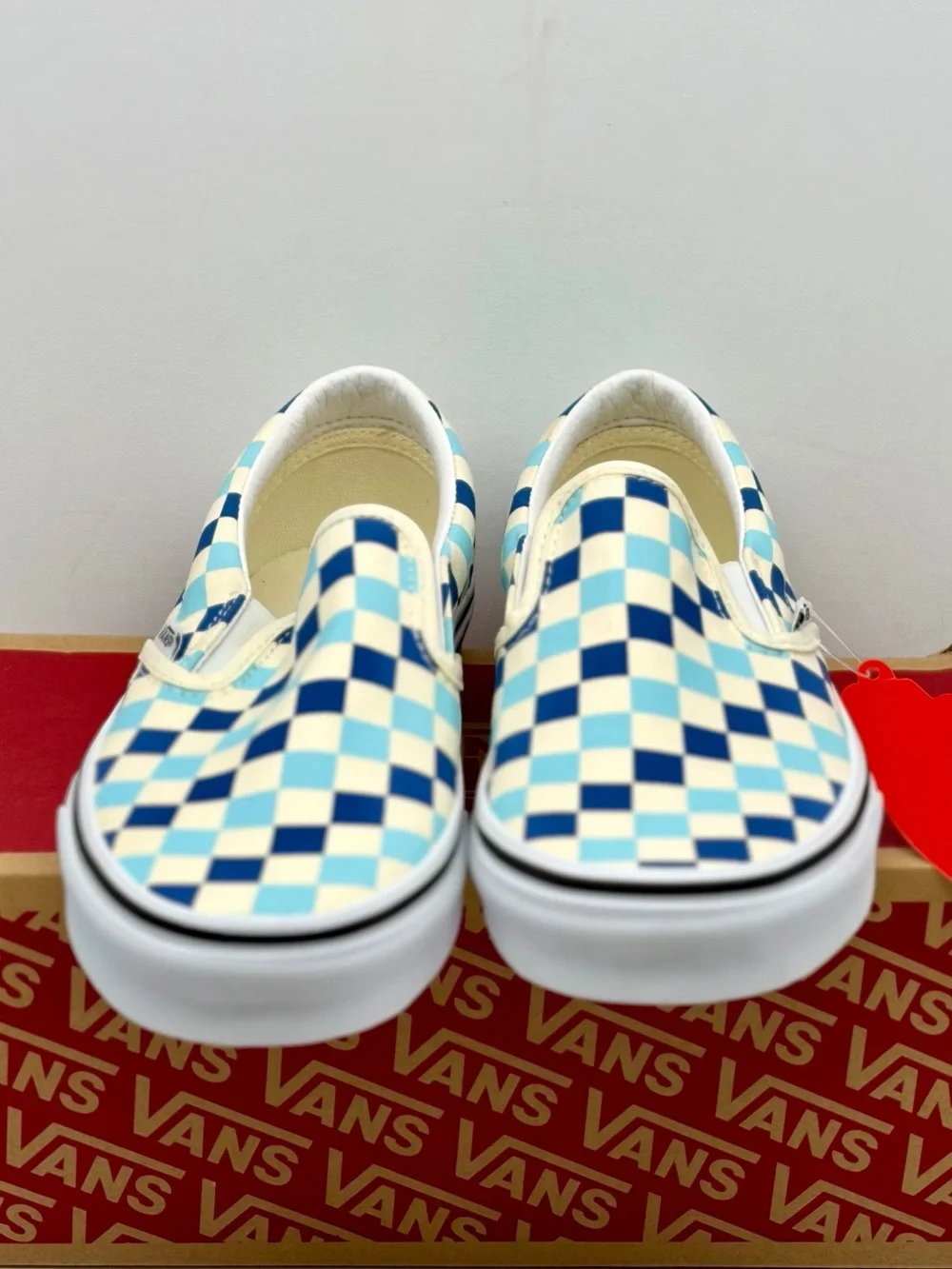 Vans Slip-On Checkerboard Sneakers - Blue & Cream